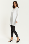 Long Sleeves White Tunic with Button Details in White