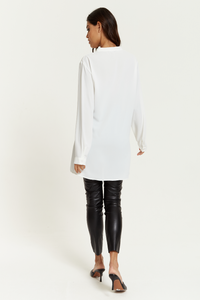 Long Sleeves White Tunic with Button Details in White