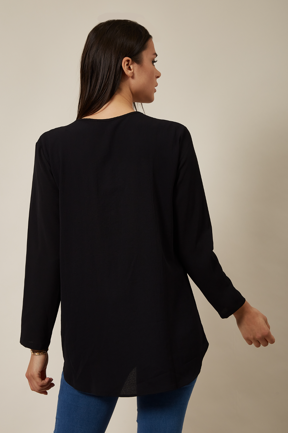 Oversized Top With Sequin Collar Details In Black