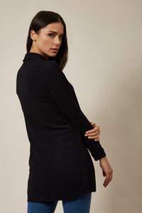 Oversized Long Sleeve Relaxed Pleated Fit Shirt In Black