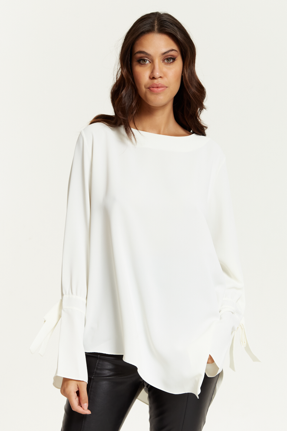 white long sleeve bell sleeve top