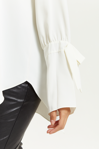 Relaxed Fit Cuff Detailed Blouse with Long Sleeves in White