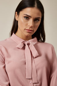 Tie Neck Oversized Top In Pink