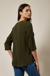 Oversized Top With Collar Details In Khaki