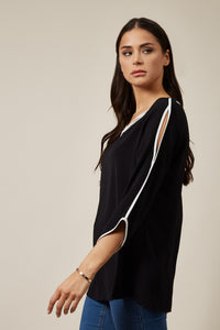 Oversized Top with Details in Black