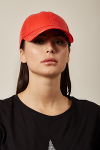 Hoxton Gal Real Leather Cap In Red