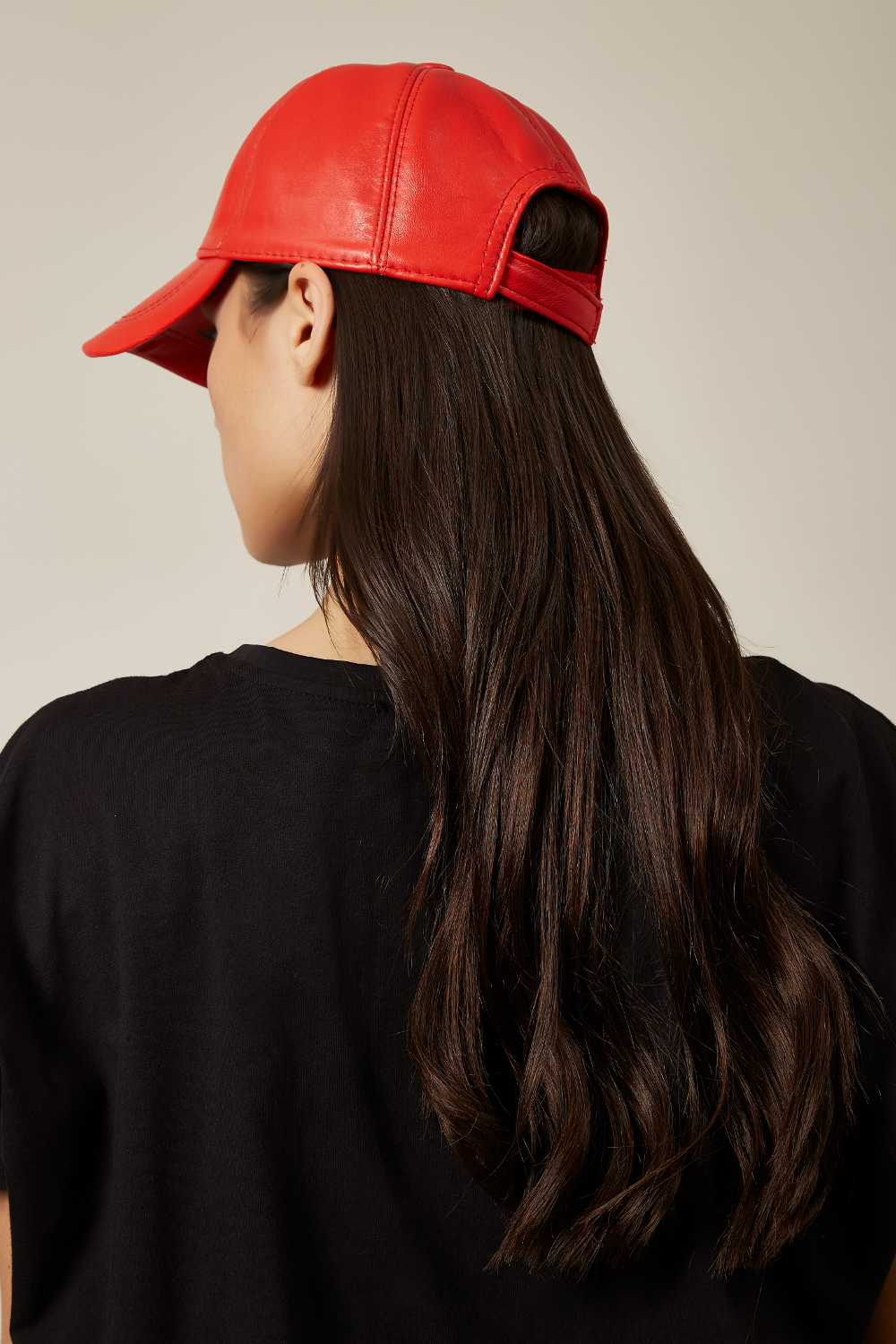 Hoxton Gal Real Leather Cap In Red