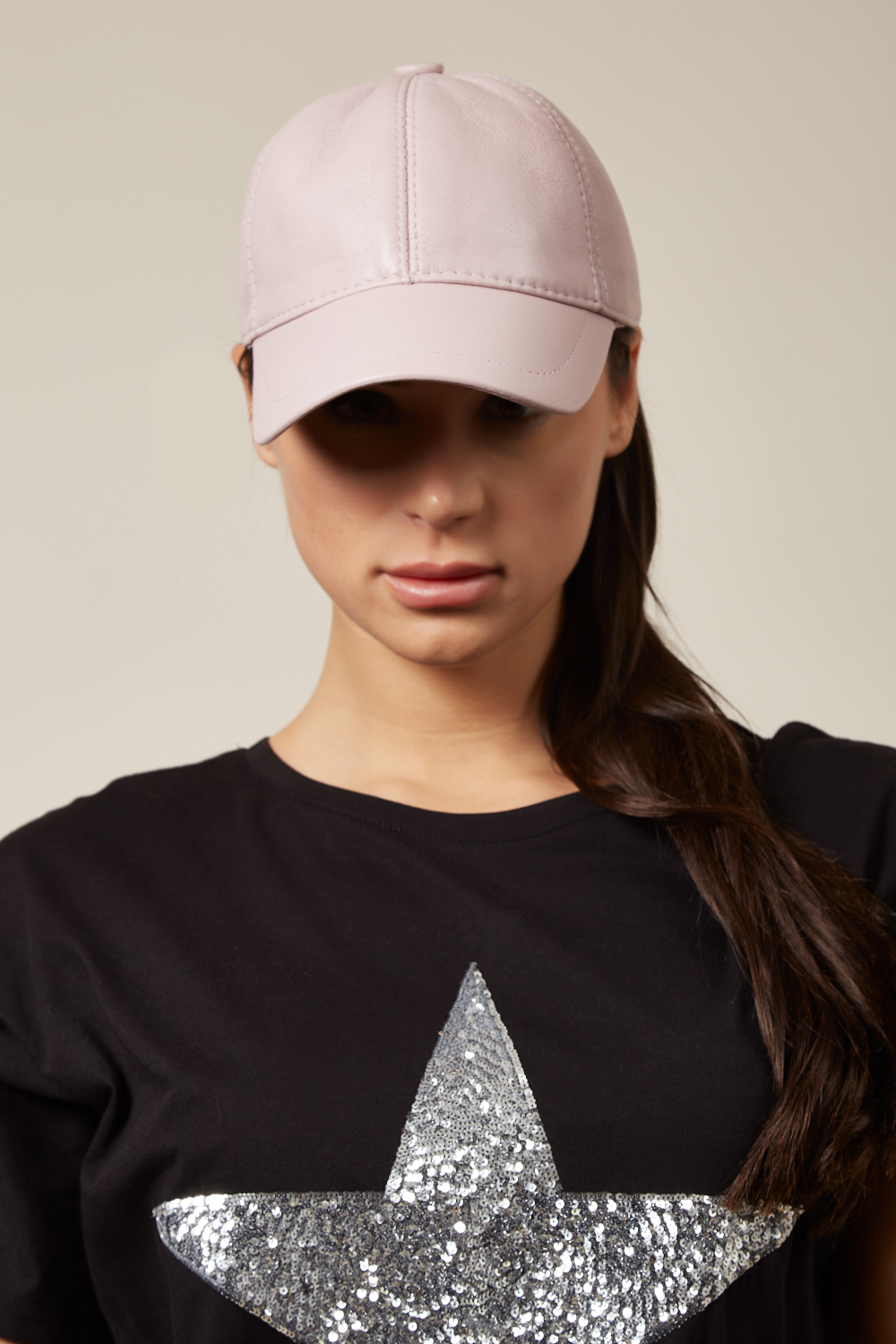 Hoxton Gal Real Leather Cap in Pink