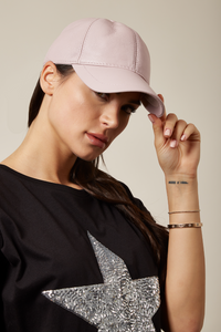 Hoxton Gal Real Leather Cap in Pink
