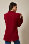Oversized Shirt with Lace Detail In Burgundy