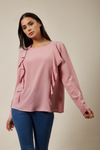 Oversized Top Ruffle Front Details In Pink