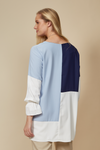 Oversized Colour Block Top in Navy, Blue and White