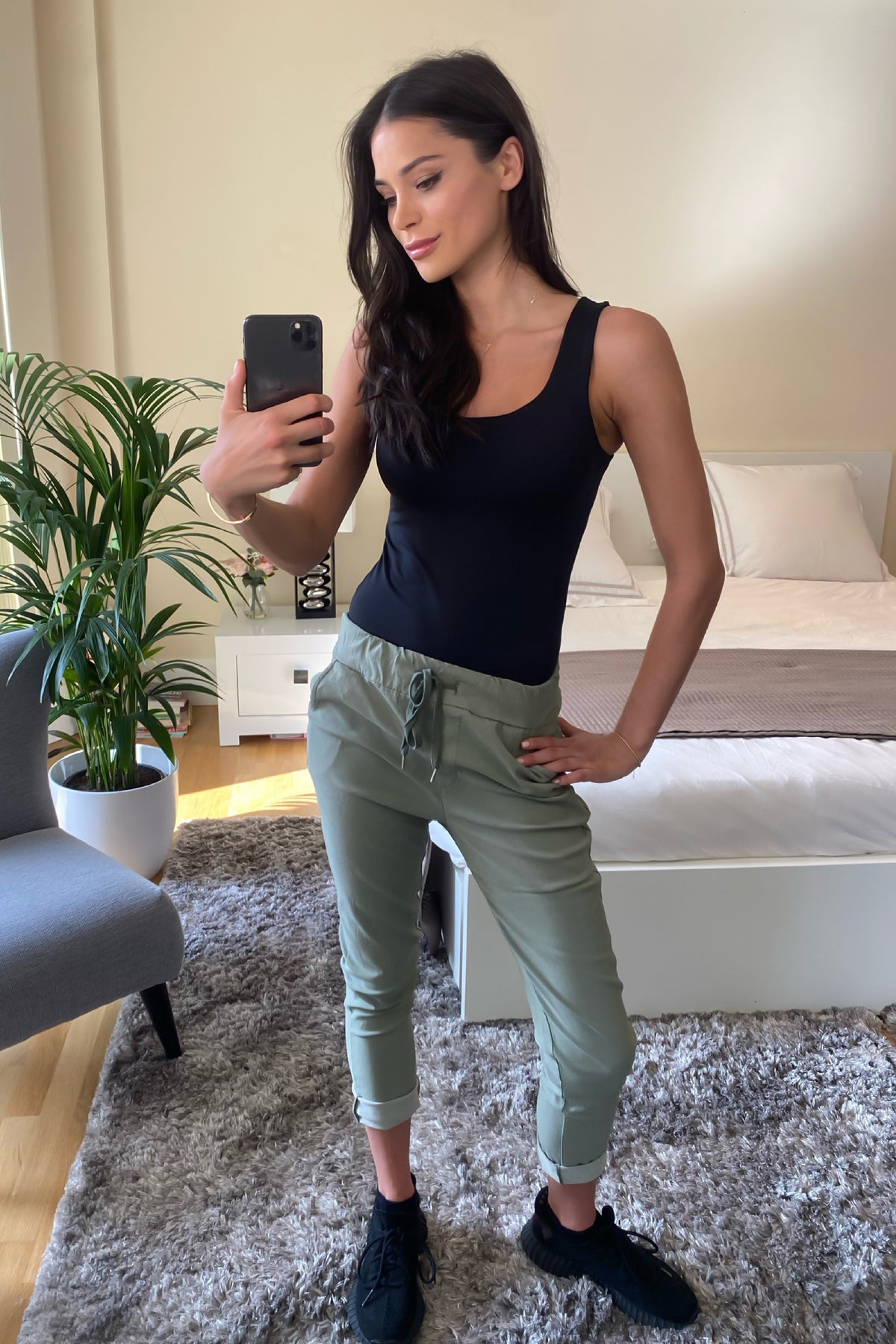 Stretch Trousers In Green