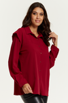 Oversized Shoulder Detailed Long Sleeves Shirt in Burgundy