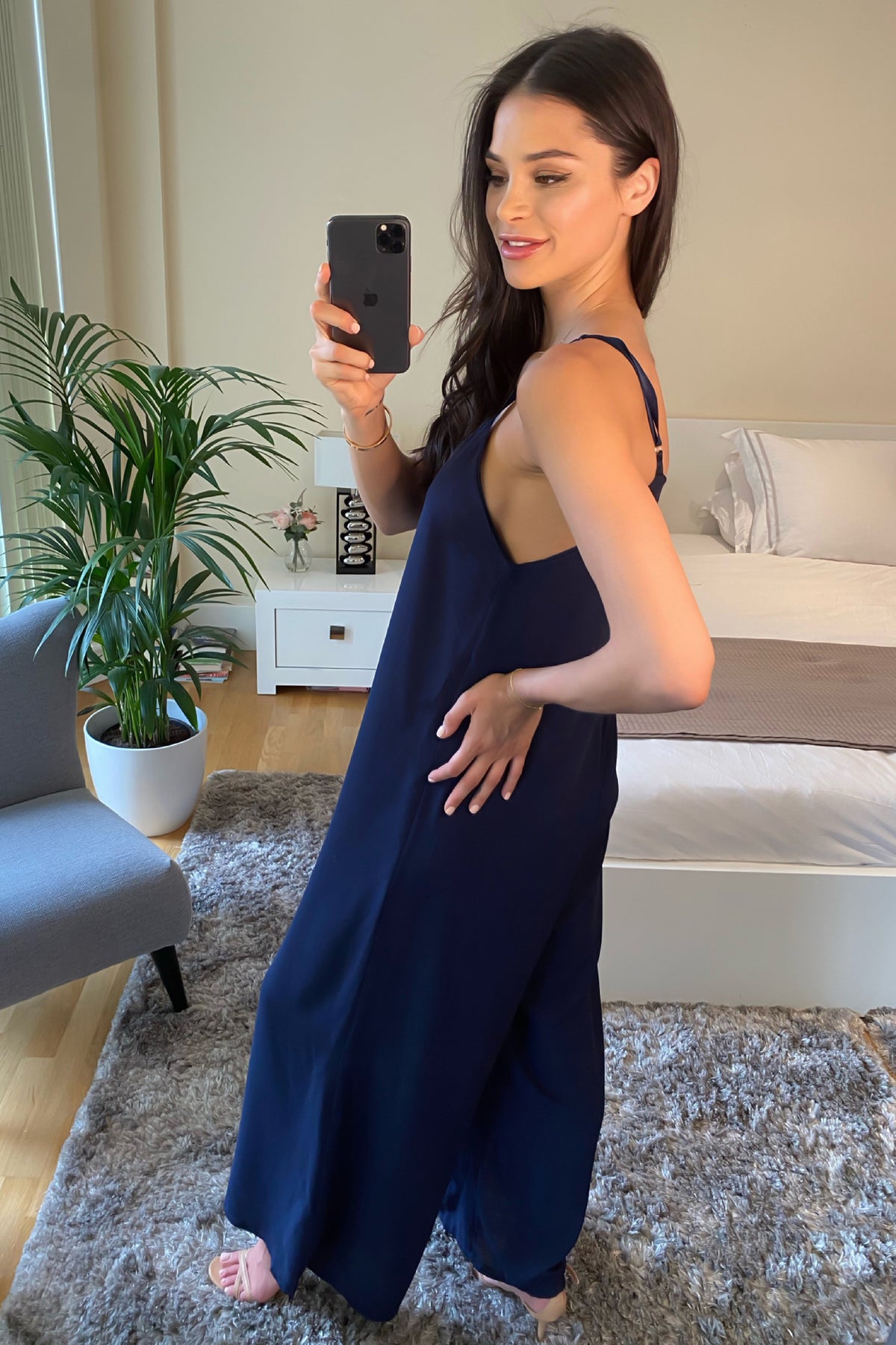 Sleeveless Relaxed Jumpsuit in Navy Blue