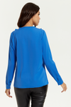 Oversized Top with Frilled Front in Blue