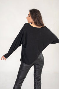 Black Knitted Oversized Jumper With Star Print