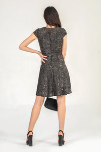 Cap Sleeve Sequin Mini Dress In Gold