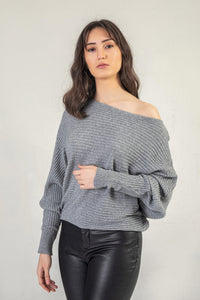Grey Knitted Relaxed Fit Jumper