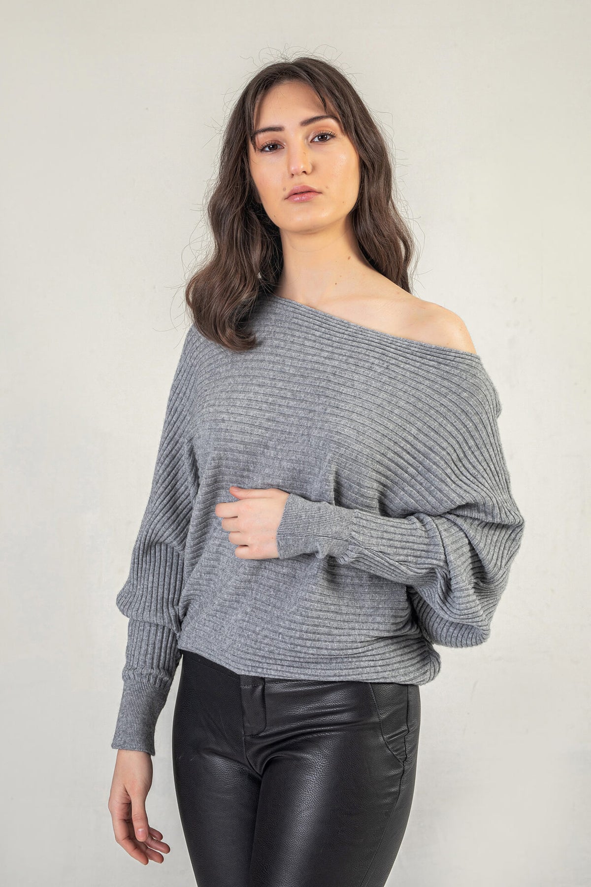 Grey Knitted Relaxed Fit Jumper