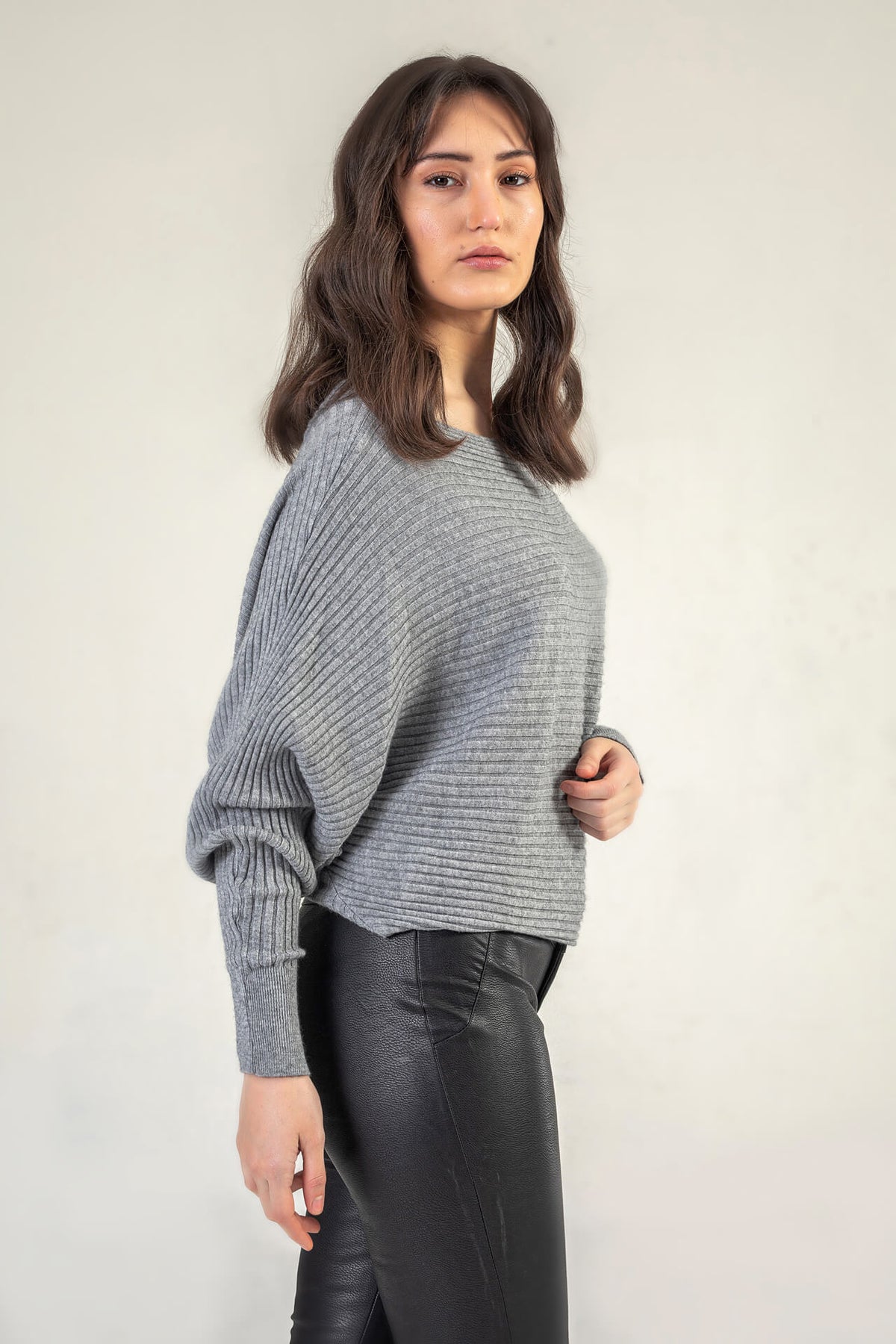 Grey Knitted Relaxed Fit Jumper