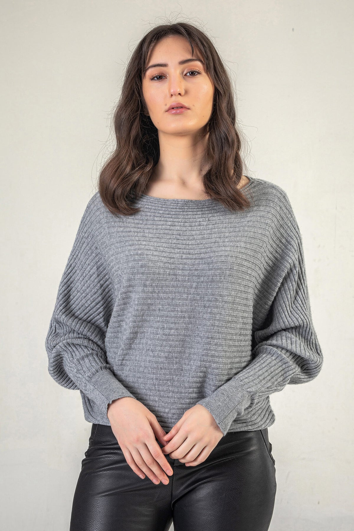 Grey Knitted Relaxed Fit Jumper