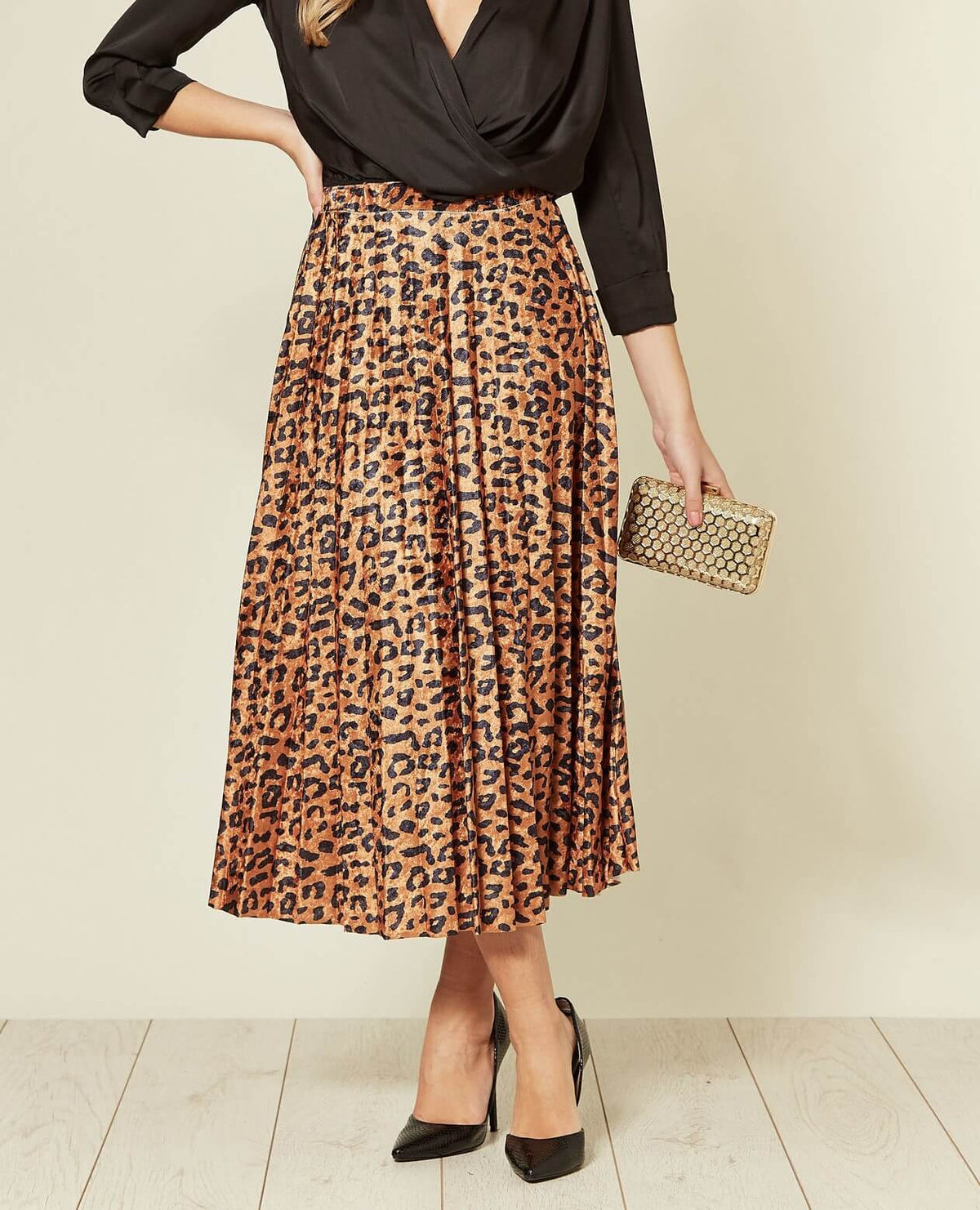 Leopard Print Velvet Skirt