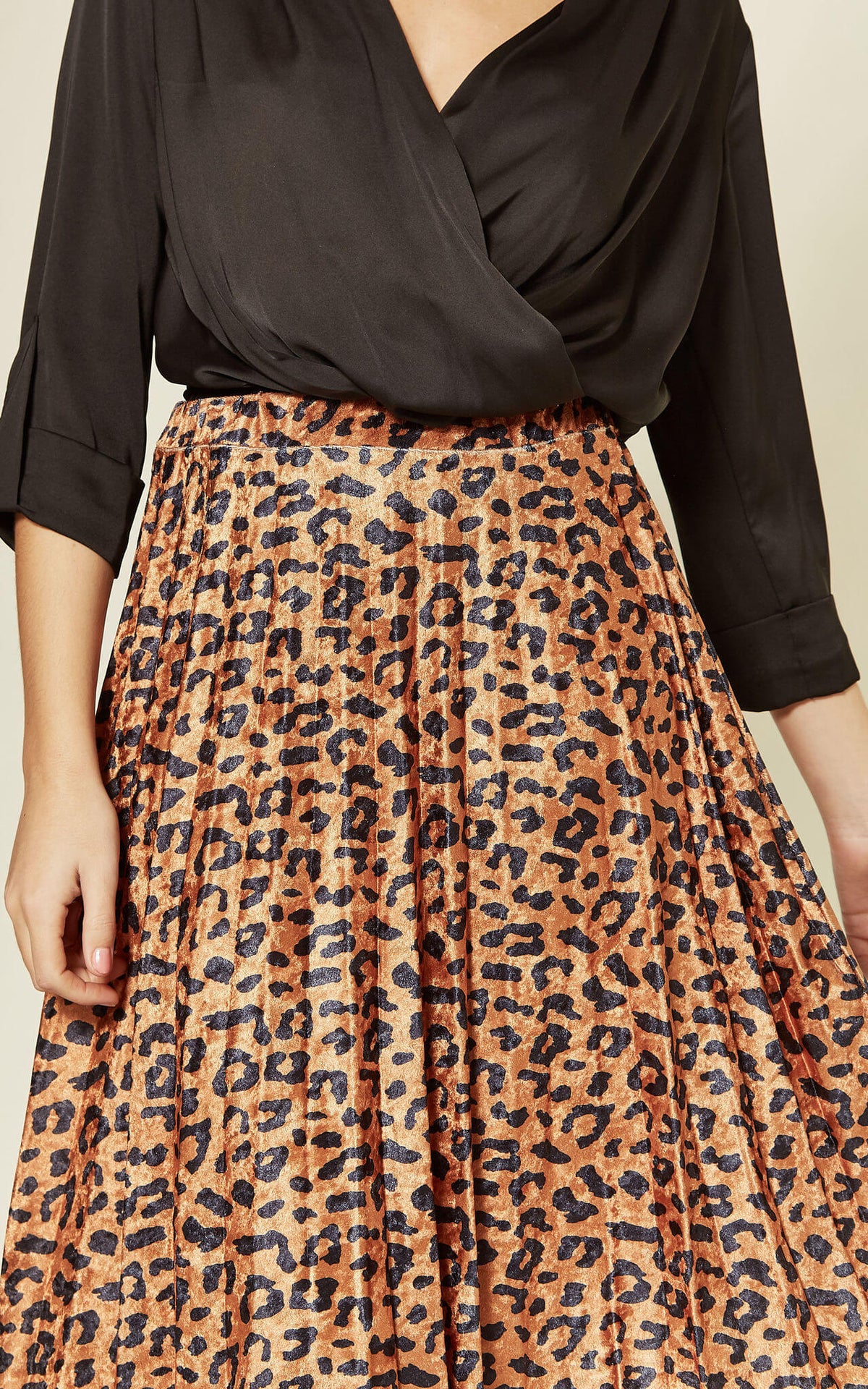 Leopard Print Velvet Skirt