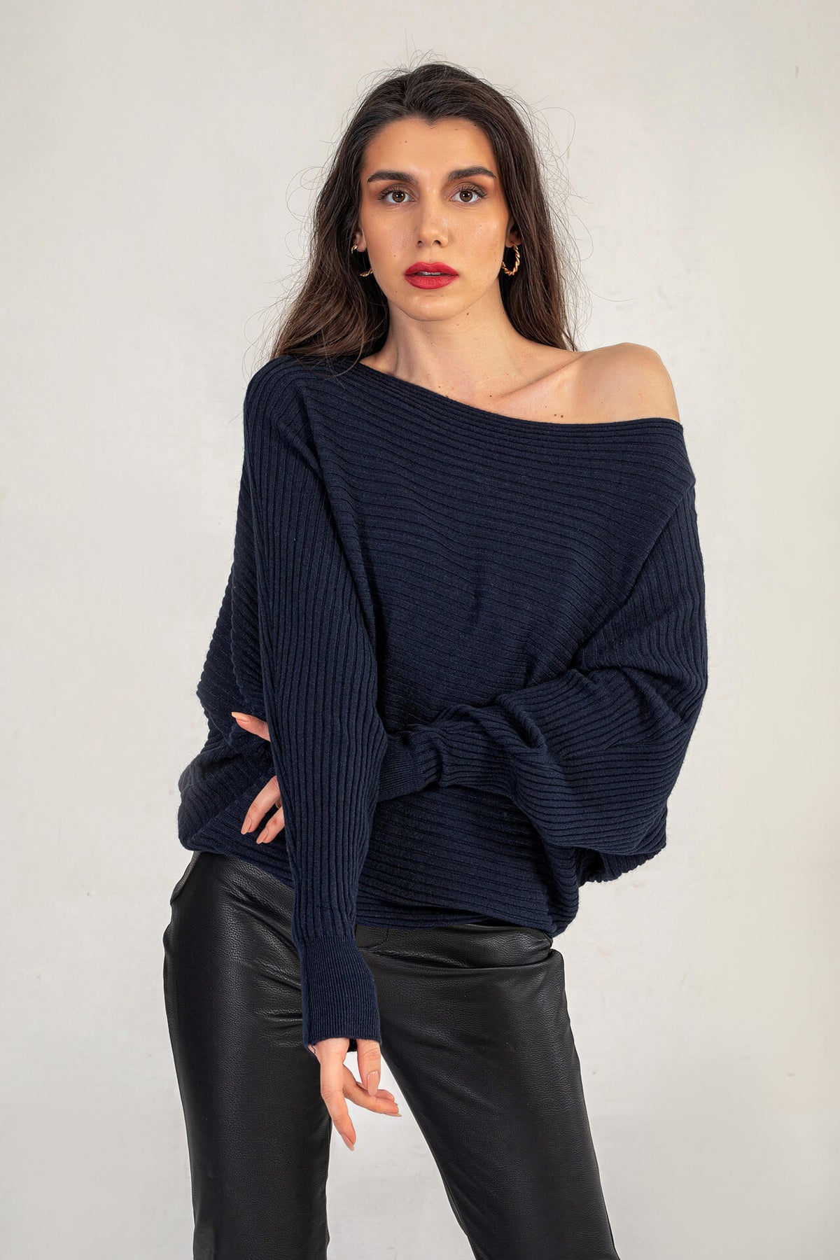 Navy Knitted Relaxed Fit Jumper