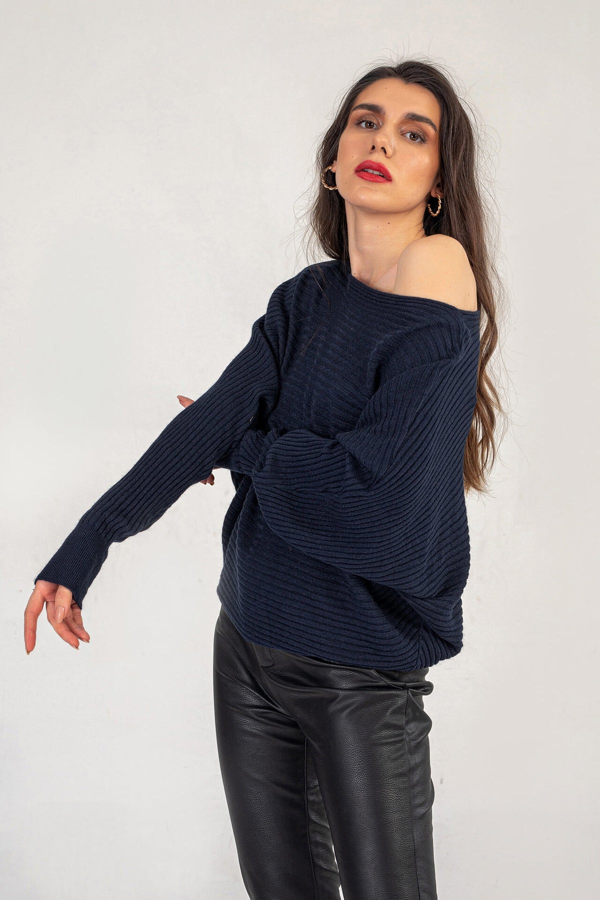 Navy Knitted Relaxed Fit Jumper