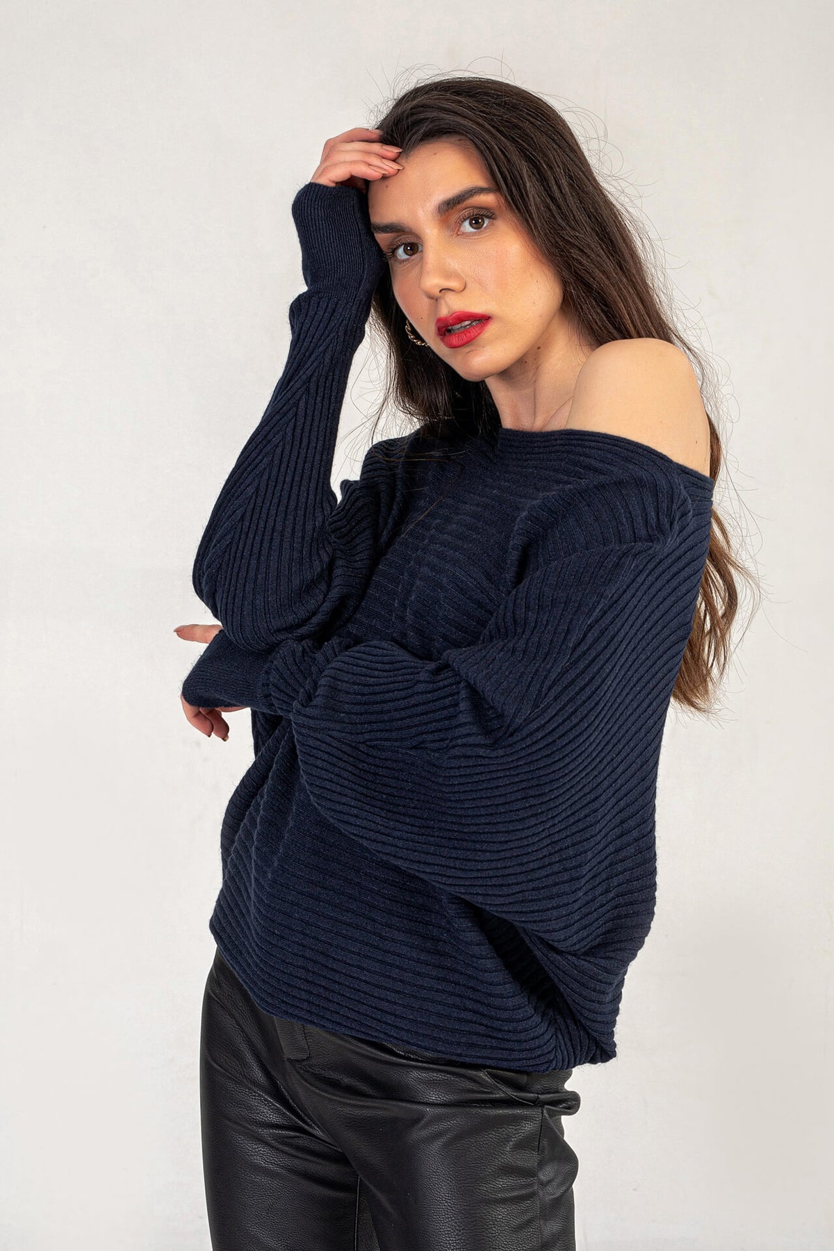 Navy Knitted Relaxed Fit Jumper
