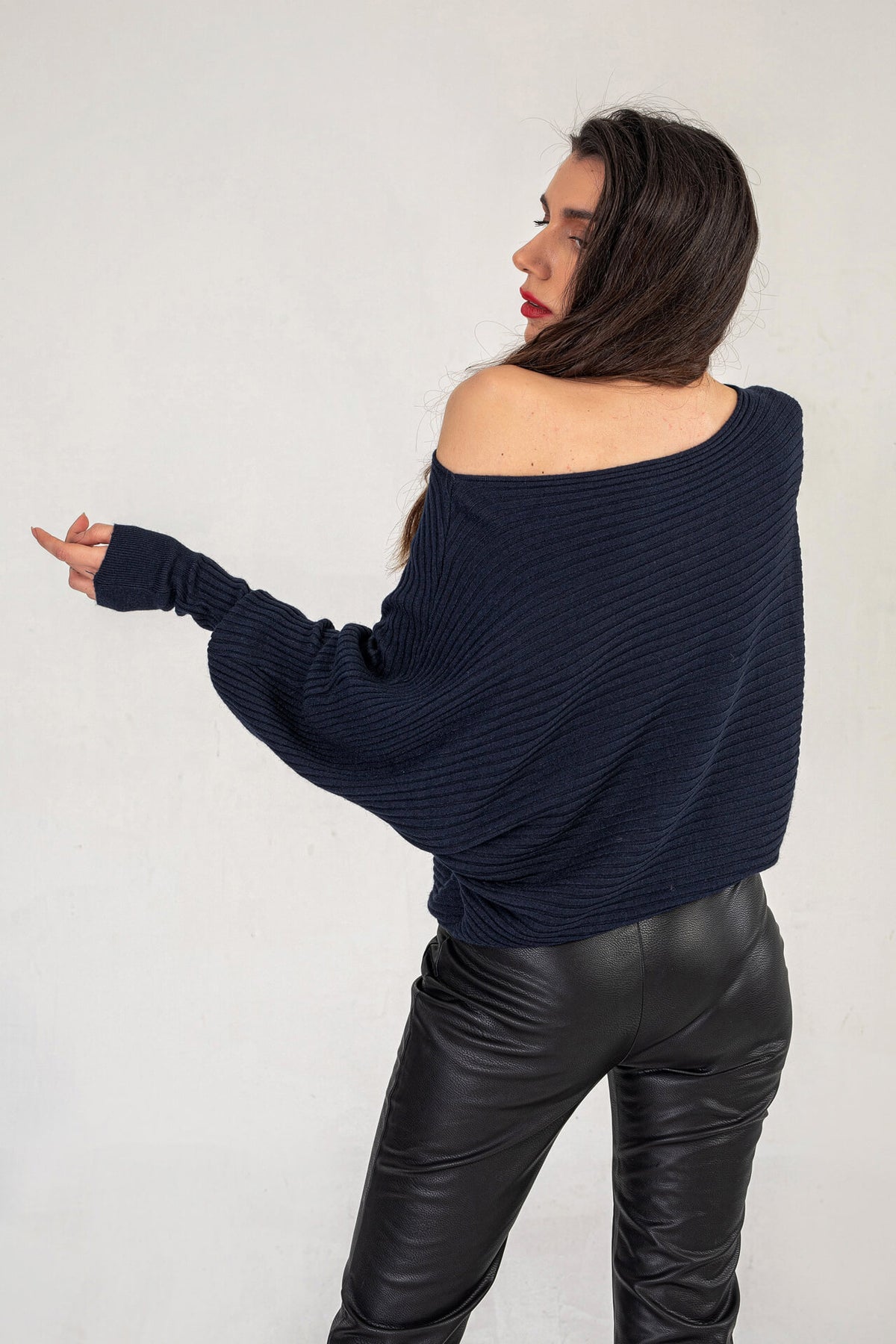 Navy Knitted Relaxed Fit Jumper