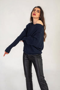 Navy Knitted Relaxed Fit Jumper
