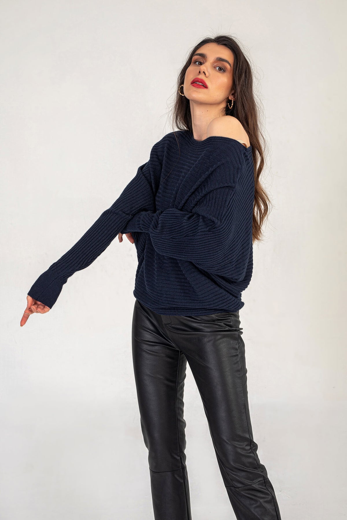 Navy Knitted Relaxed Fit Jumper