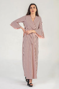 Pink Pinstripe Wrap Maxi Dress