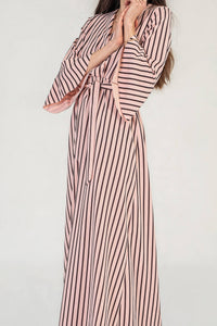 Pink Pinstripe Wrap Maxi Dress