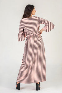 Pink Pinstripe Wrap Maxi Dress