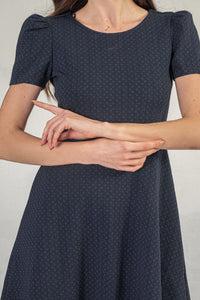 Plum Textured Mini Dress With Short Sleeves