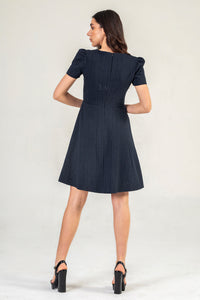 Plum Textured Mini Dress With Short Sleeves