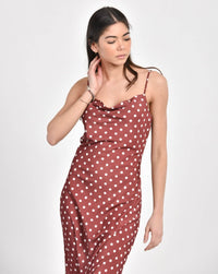 Polka Dot Cami Dress in Brown