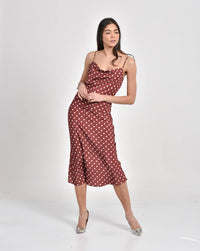 Polka Dot Cami Dress in Brown