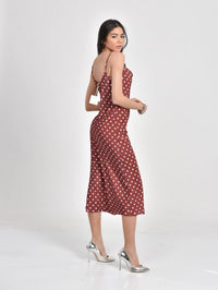 Polka Dot Cami Dress in Brown