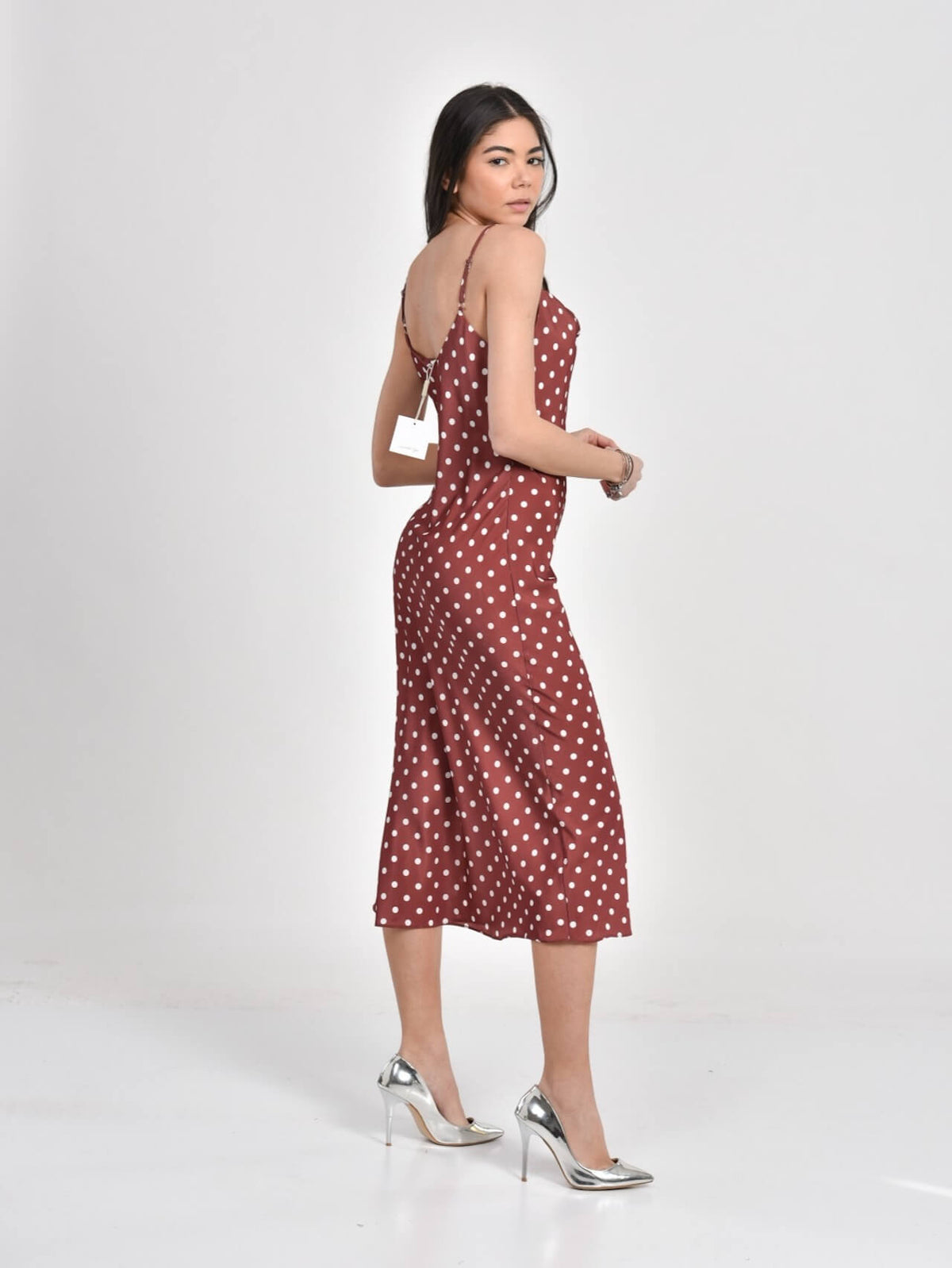Polka Dot Cami Dress in Brown
